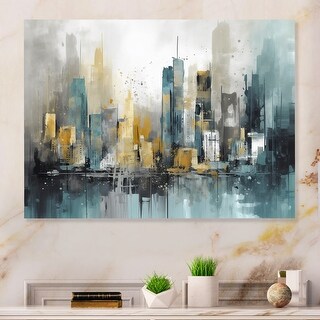 Designart "Blue And Black Building The Cityscape" City Art Deco Metal